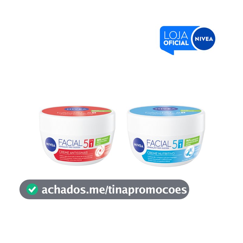 KIT NIVEA Creme Facial Nutritivo 100g + NIVEA Creme Facial Antissinais 100g