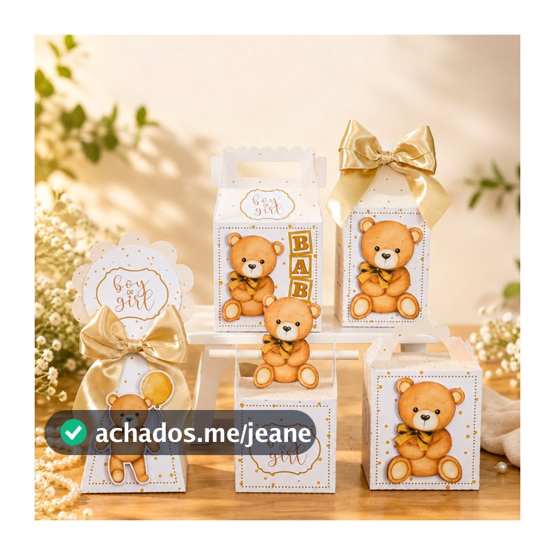 Kit Festa Chá de Bebê Neutro Bege  Personalizado Pegue e Monte Lembrancinhas Festa Infantil