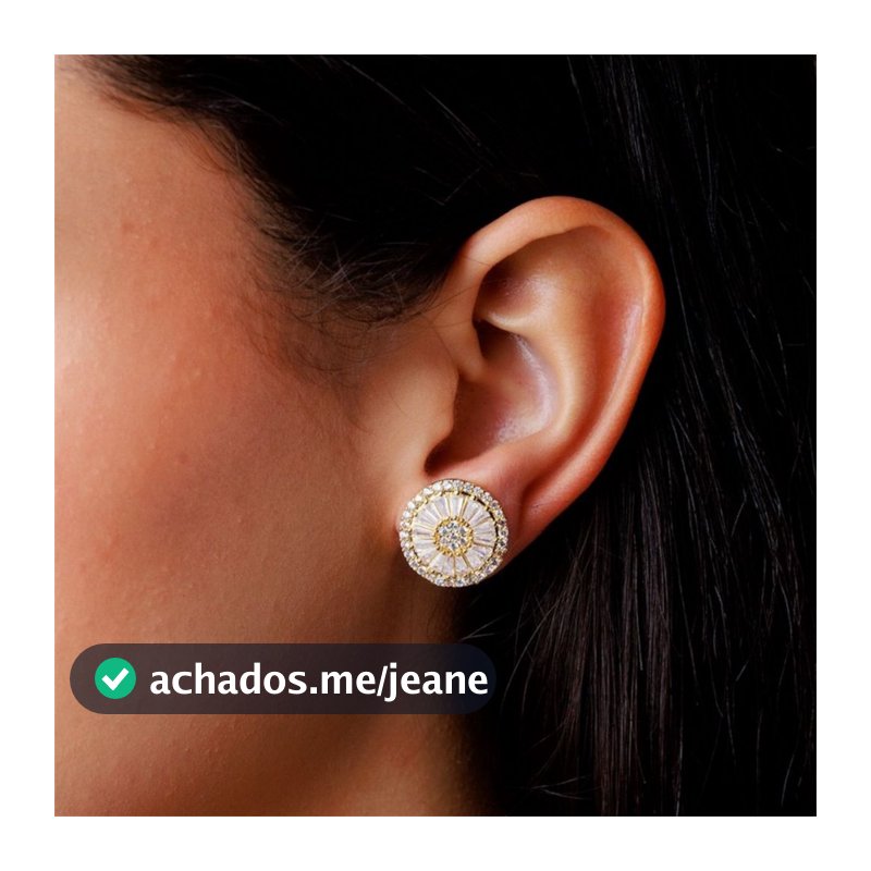 Brinco Pizza Zircônia Cravejado Banhado a Ouro 18k
