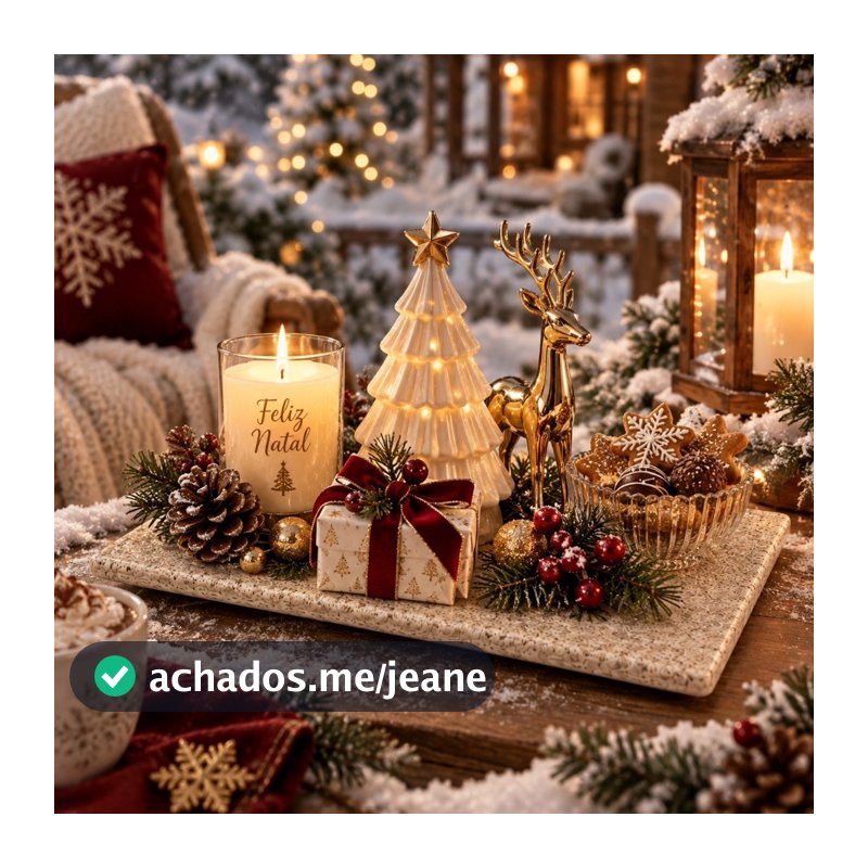 Bandeja Decorativa de Natal para Mesa Posta e Decoração Natalina Bandeja Decorativa Mesa Posta