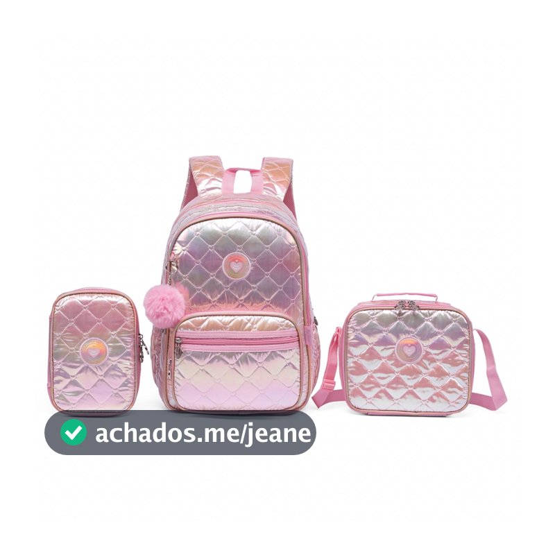 Kit Mochila Lancheira Estojo Escolar Juvenil Espaçosa Menina Polo One