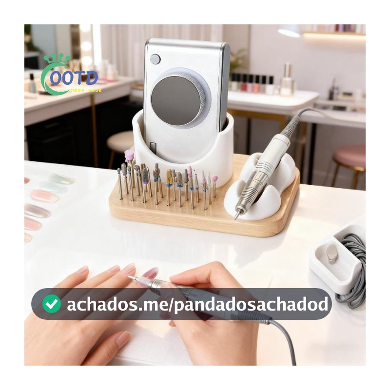 Moda Hoje Suporte Para Broca De Unha 2 Em 1 Com 6 Furos Brocas Unhas Armazenamento De Madeira Caneta Polidora De Braet S