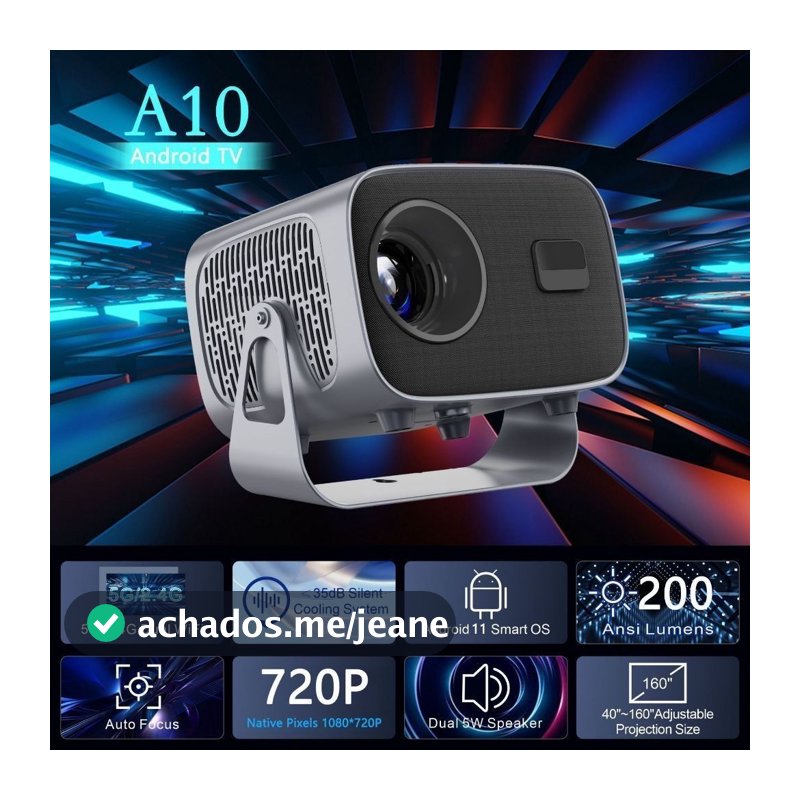 Home Projetor A10 Android TV 4K Dual Band WIFI 6.0 Bluetooth 5.0 Cinema Portátil Escritório Sala-JACKCELL