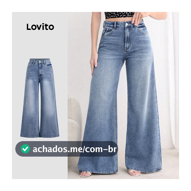 Lovito Cintura Alta Calça Jeans Casual Clássica Versátil Bolsos Lavagem Especial Todas As Estações Calça Jeans Azul Mulher L149ED547