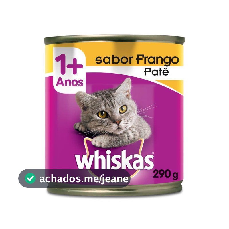 Ração Úmida Lata Patê de Frango para Gatos Adultos 290g Whiskas