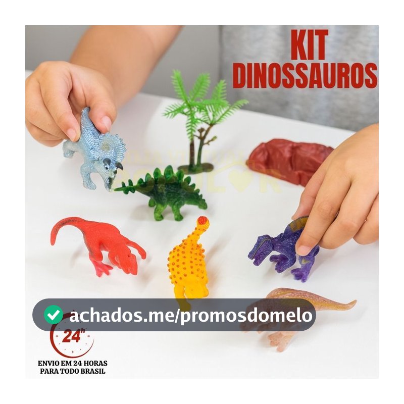 Dinossauro Borracha Kit C/ 8 Miniatura Brinquedo Infantil