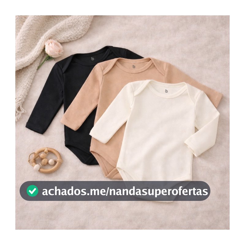 Kit Body Liso Inverno Bebê Neutro 3 Peças Enxoval Maternidade  100% Algodão.