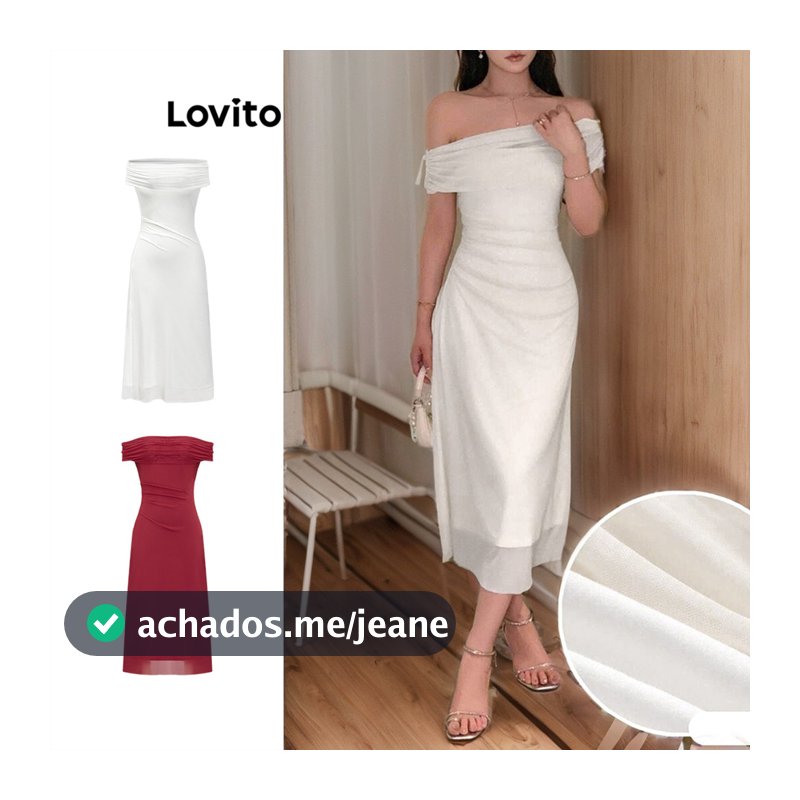 Lovito Elegante Vestido Liso Com Detalhes Em Tule Contrastante Para Mulheres L87ed310 (multicolorido)