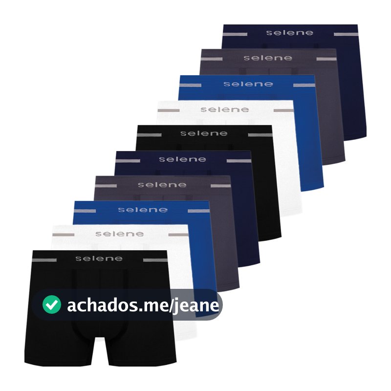 Kit 10 Cuecas Boxer Selene Microfibra Poliamida Sem Costura Box Masculina Confortável Macia Adulto