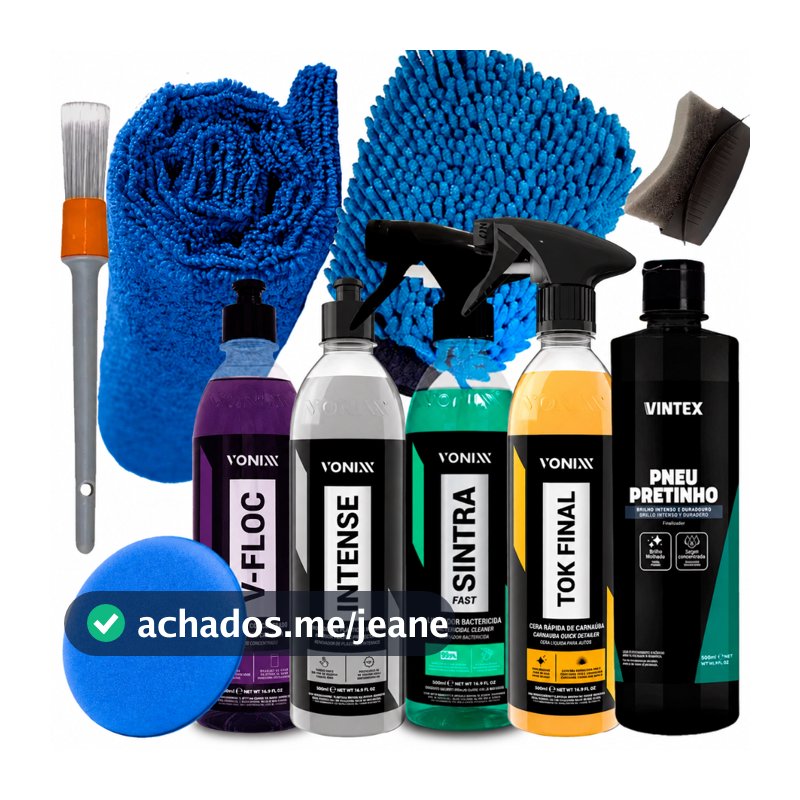 Kit Lavagem Shampoo v-floc Cera Tok Final Intense Sintra Fast pneu pretinho Vonix