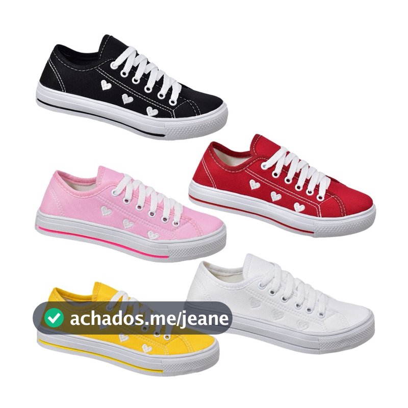 Tênis Sapatênis Casual Feminino Lançamento Detalhe Coração Moda Básico