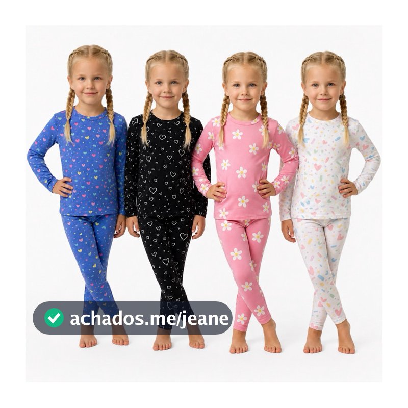 Conjunto Térmico Felpado Infantil Unissex Manga Longa Pijama Quentinho Menino Menina 2 ao 12 Anos