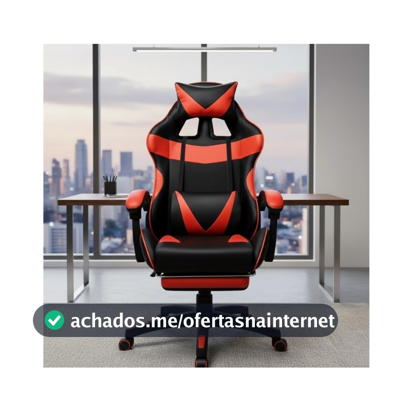 Cadeira Pc Gamer Giratória Ergonômica Couro Com Descanso
