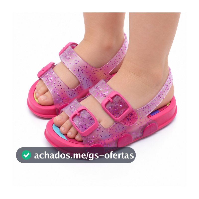 Sandália Infantil Menina Papete Plugt Confortável Play Glitter Calce Fácil Volta ás Aulas Férias Verão Escola
