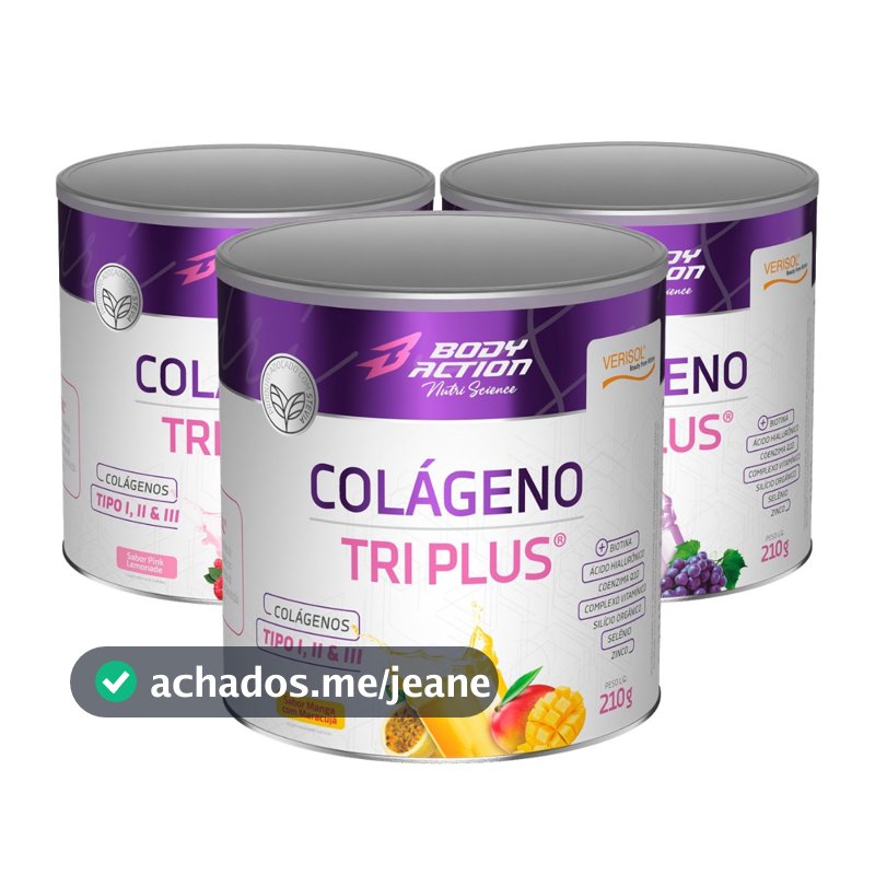 Kit 3x Colágeno Verisol Tri Plus Tipo 1, Tipo 2 e 3 - 210g Bodyaction
