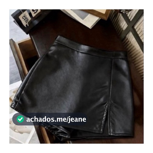 Short Saia Feminino Curta Couro Fake Cintura Alta Moda Balada Blogueira Elegante
