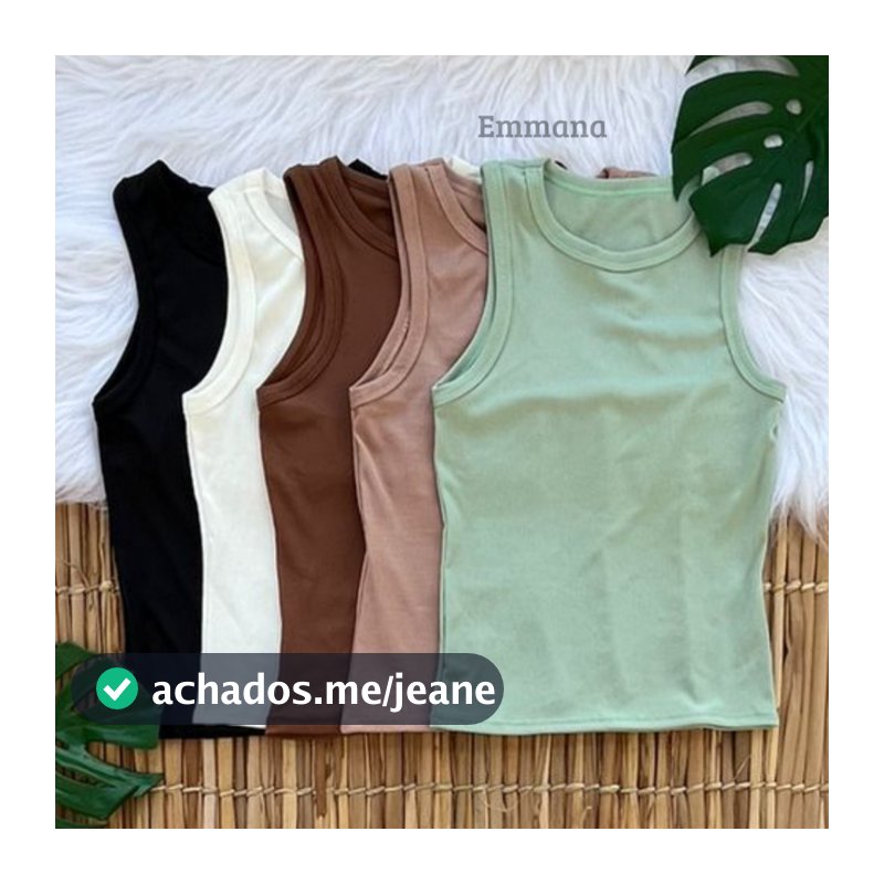 Kit 5 Regata Canelada Feminina Lisa Blusa Básica Camiseta Casual