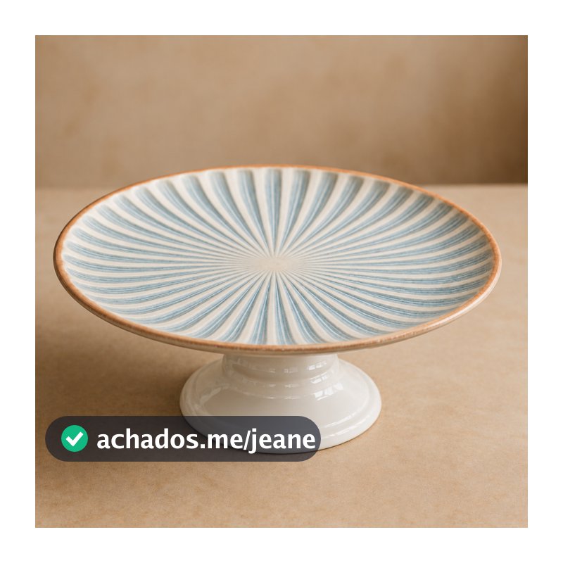 Boleira De Cerâmica Decorativa Em Listas Para Bolos E Doces