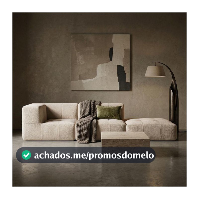 Sofá Modular 2 Lugares 1 Braço com Chaise em Boucle Confortável Para Sala Moderna Premium