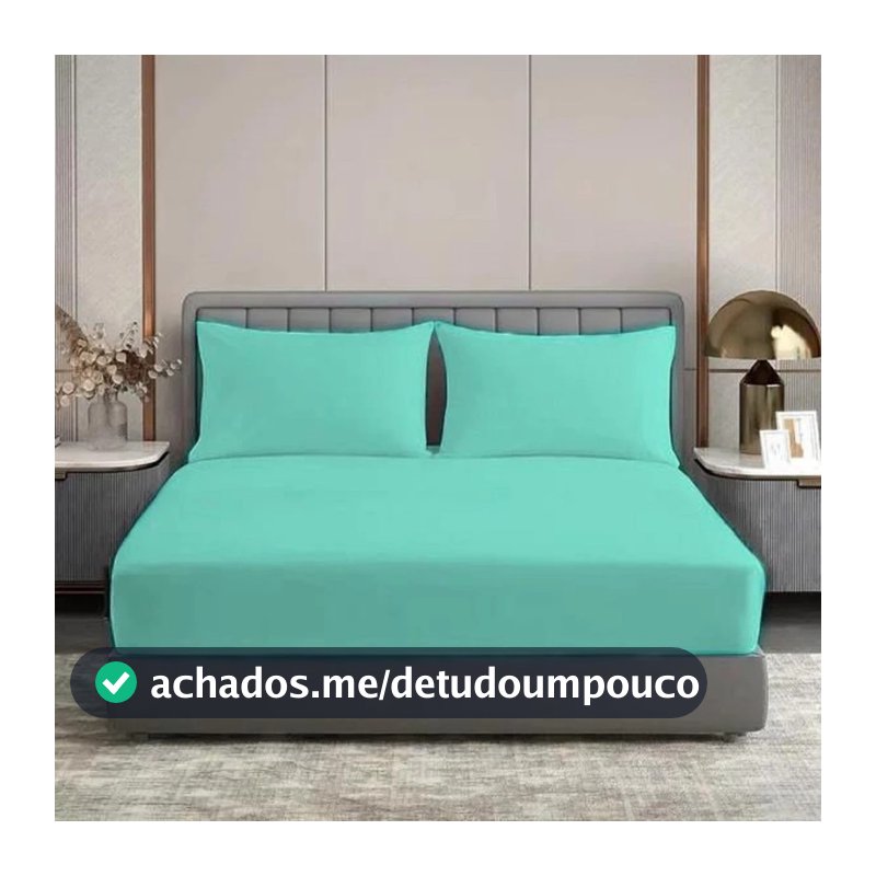 Kit Jogo Lençol forro De Cama casal Padrão 3 Peças Lisos slin Com Elástico 200 fios Oferta