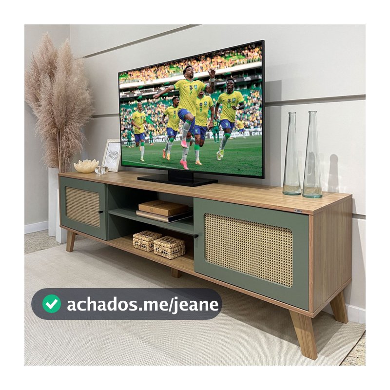 Rack para TV Até 75 Polegadas Charlotte 2 Portas Carvalho/Menta - Artely Móveis