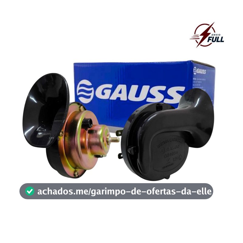 Buzina Caracol Dupla Universal 12v Elétrica Carro Caminhão Ônibus Grave e Agudo Gauss GB1054