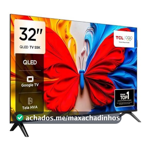 Smart TV 32” FHD TCL 32S5K QLED Dolby Audio Google TV