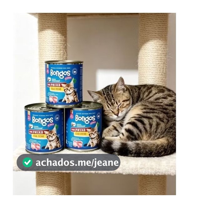 🐱 Kit 3 Latas Ração Úmida Bongos - Sabor Peixe e Frango  ✨
