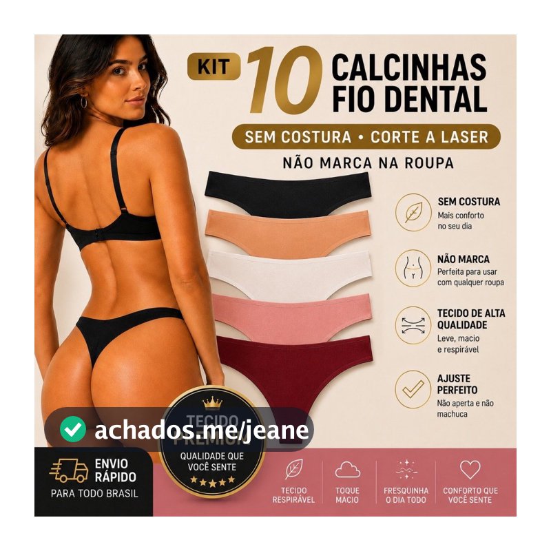 Kit 10 Calcinhas Fio Dental Sem Costura Super Confortável Não Marca