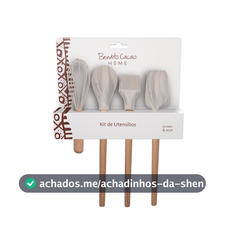 Kit Utensílios Bendito Cacao Home 4 peças Off White Verde Terracota Cacau Show LANÇAMENTO