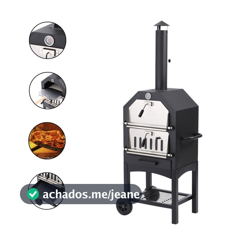 Forno De Pizza A Carvão Master Portátil Com 2 Grelhas E Kit De Acessórios Gourmet Para Área Externa