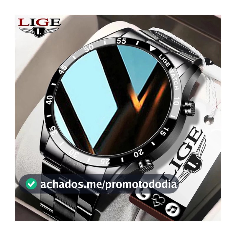 LIGE Novo Smartwatch Relógio Inteligente De Chamadas Bluetooth Para Homens IP67 Esportivo À Prova D'água Fitness