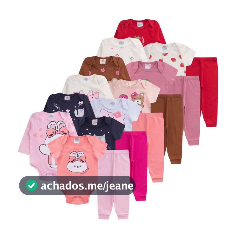 Kit C/ 9 peças Body longo curto mijao Completo Menina Kit Atacado