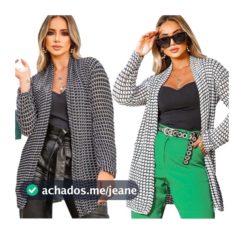 Cardigan Feminino Com 2 unidades Casaquinho Kimono Tricot