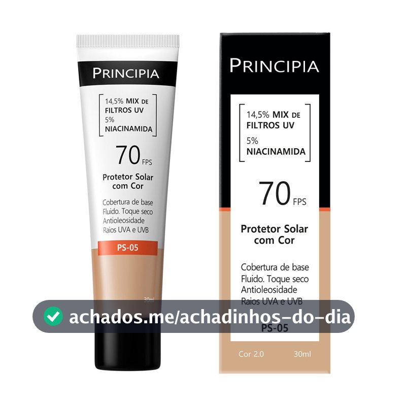 Principia Protetor Solar PS-05 Cor 2.0 c/ 14,5% Mix de Filtros UV + 5% Niacinamida FPS 70 - 30ml