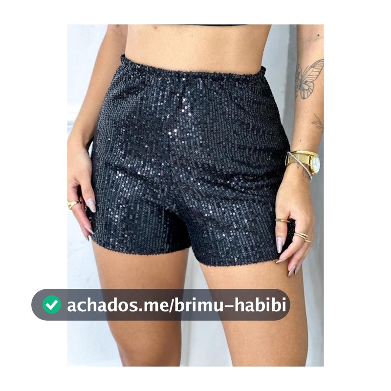 Short Paetê Feminino Cintura Alta Curto Shorts com brilho Brilhante Lantejoulas Coleção festa Brilho Luxo Oferta