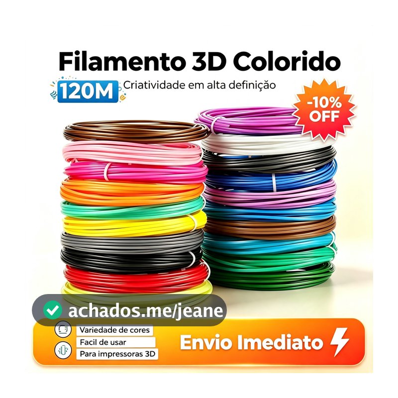 Refil Filamento Pla Kit 10 Cores Variadas 120/110/100/60/50m para Caneta 3d e Impressora 3d