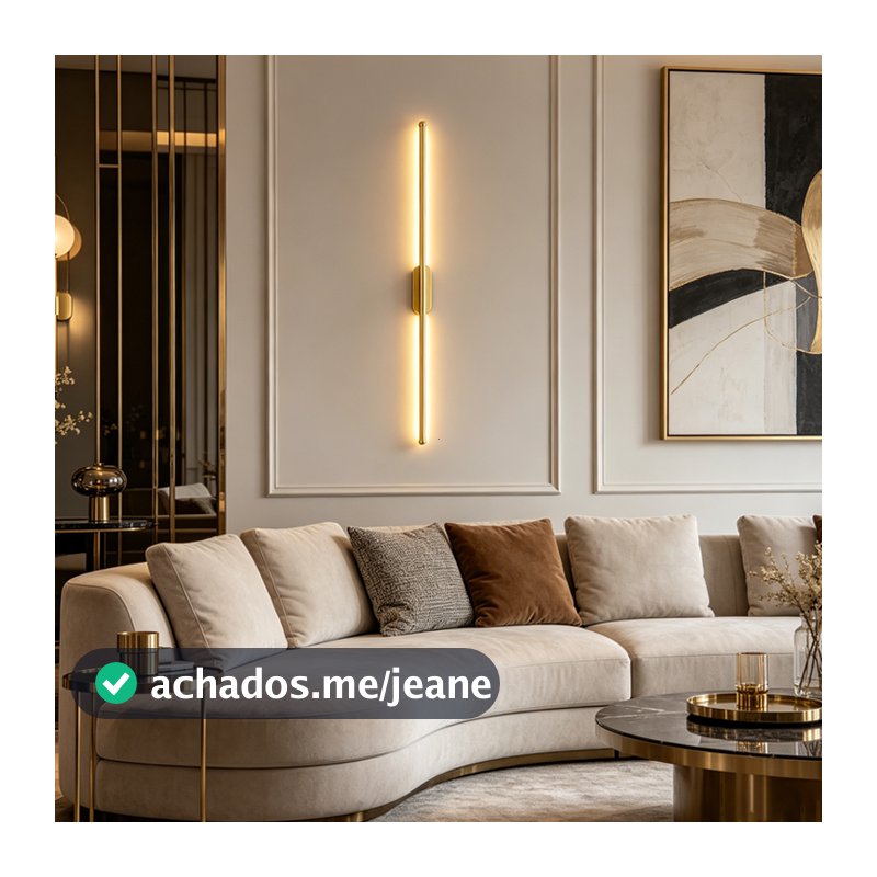 Luz de parede LED de tubo único 10W em dourado com três cores ajustáveis e estilo moderno
