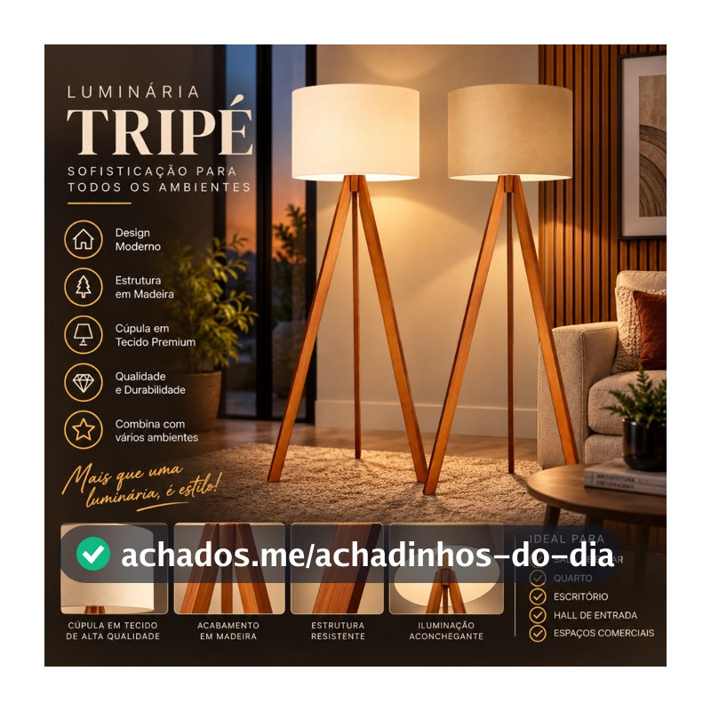Abajur De Chão Tripé 1,50 Cm Completo Com Cúpula E Fiação Luminária De Piso Para Sala, Quarto