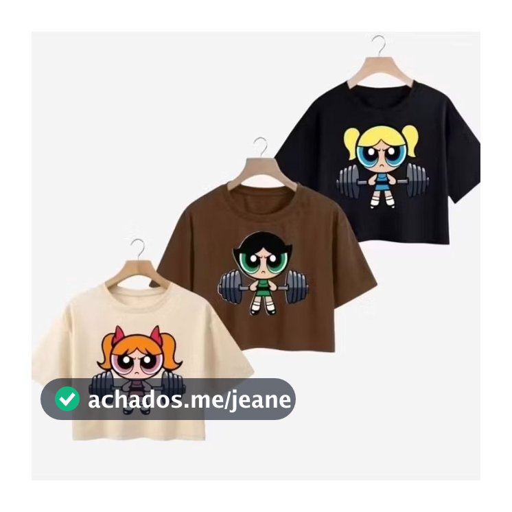 Kit 3 Cropped Feminino Super Poderosas Academia Treino Algodão Confortável
