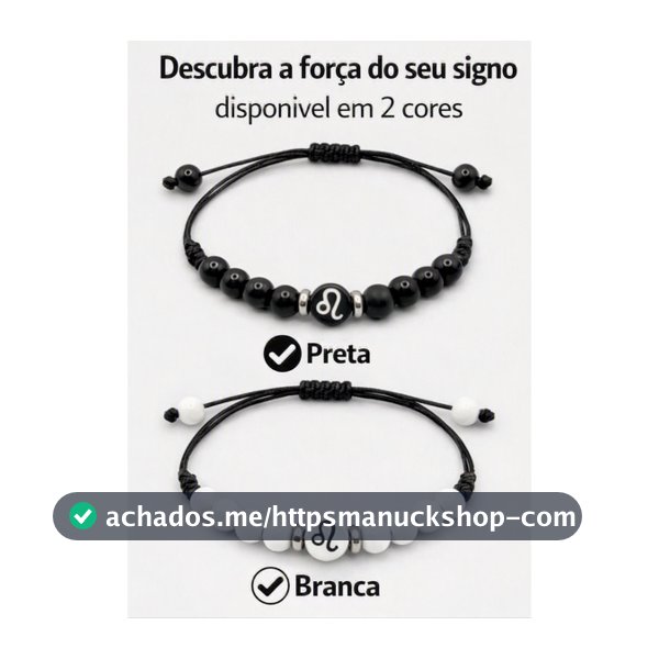 Pulseira dos Signos Zodíaco Masculina e Feminina Pedra Ônix Preta ou Branca Regulável 6mm Premium Artesanal