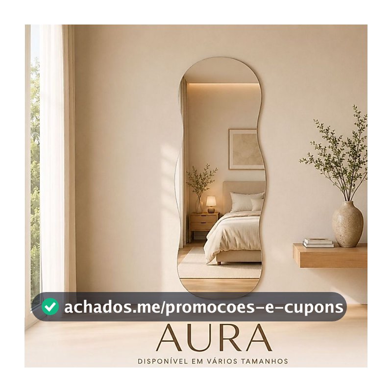 Espelho Lopazzi Grande Corpo Inteiro Decorativo Polido Moderno 90x40cm Quarto Sala Banheiro