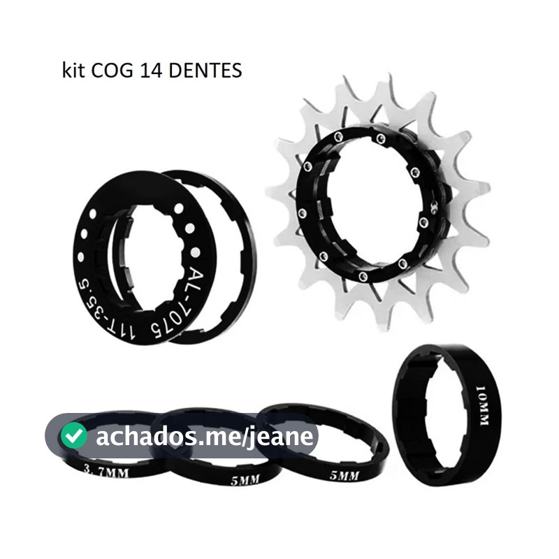 Kit Cog Single Speed Gta Preto de 14 ou 16d Grau Freeride Compativel Gios hupi viking Absolut