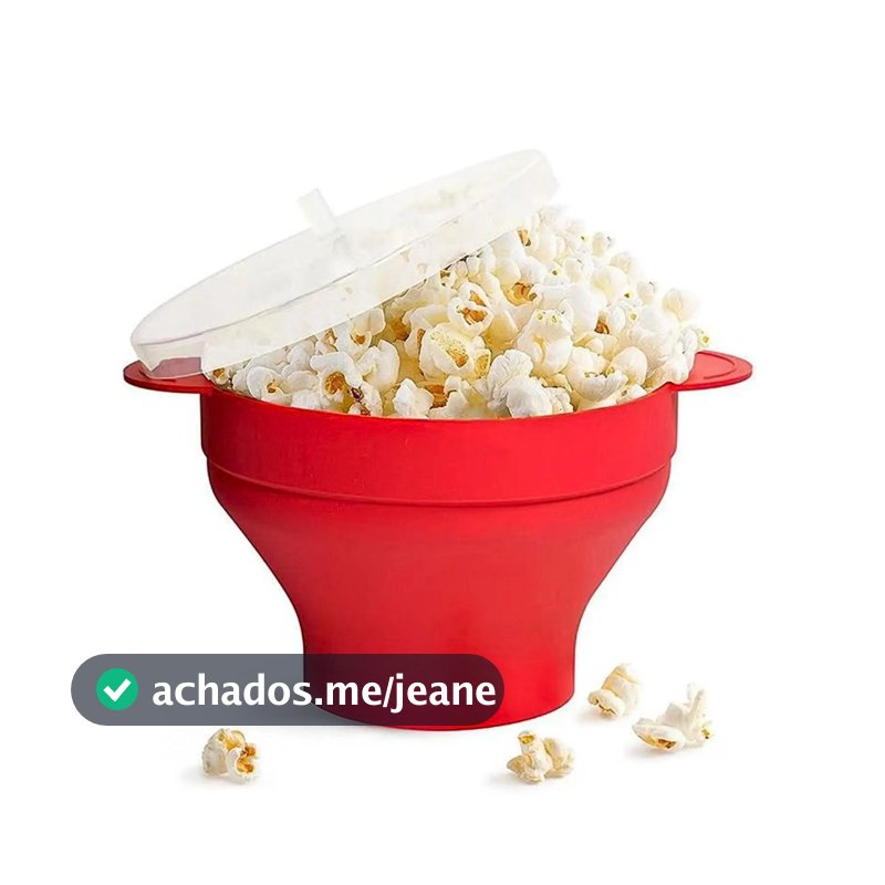 Pipoqueira Grande Para Micro-ondas Sem Óleo Balde Pipoca Silicone Redonda Com Tampa Livre BPA