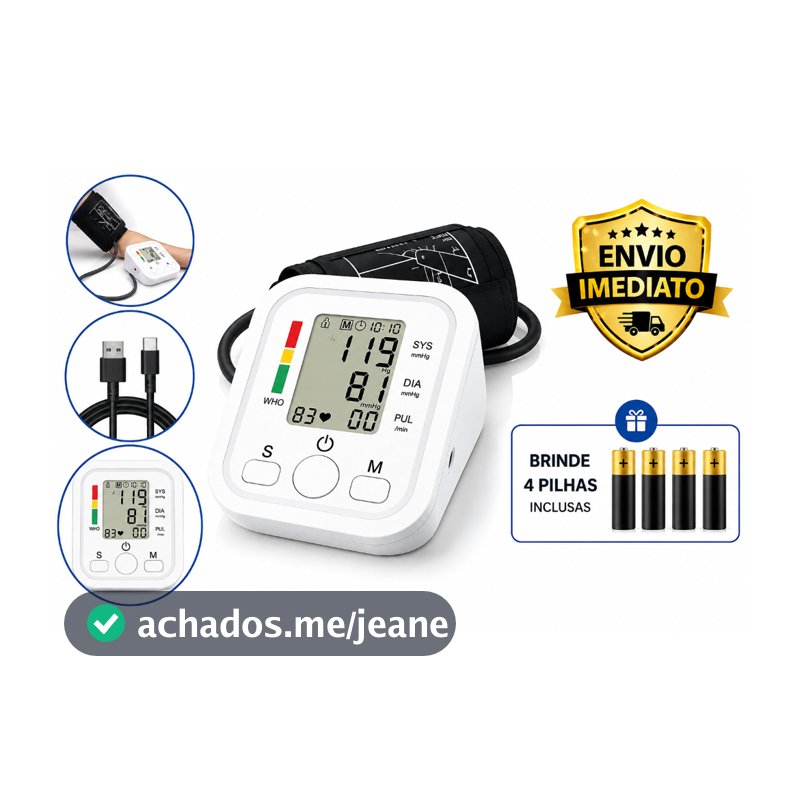 Medidor de Pressão Digital de Braço Automático LCD | Aferidor de Pressão Arterial com Medição Precisa e Fácil Uso