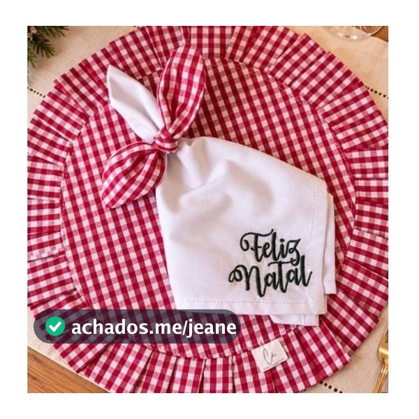 Kit Mesa Posta Natal Farmhouse Redondo Guardanapo Bordado Delicado Presenteável