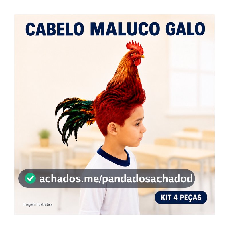 Cabelo Maluco - Galo Infantil - Festa Escolar e dia das Crianças