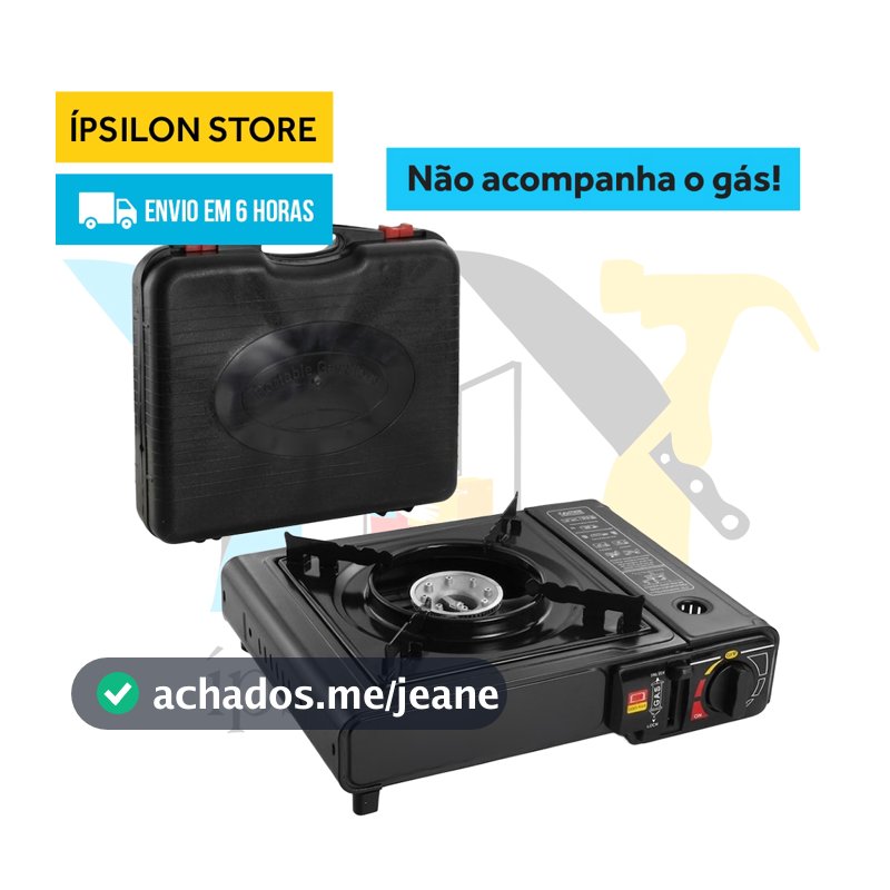 Kit Com Fogareiro Portátil a Gás Camping Pesca Viagem Acendimento Automático Com Maleta Fogão a Gás Portátil