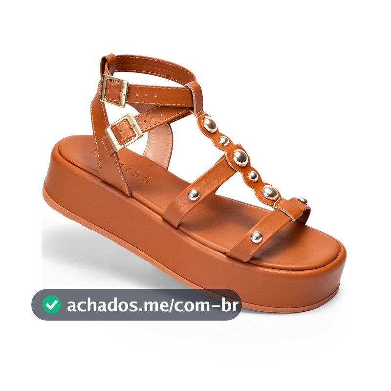 Sandália Feminina Lumiss Casual Confortável Fivela Flatform Caramelo
