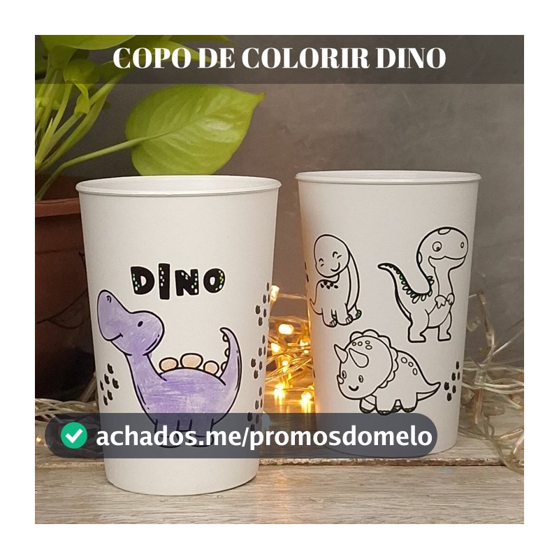 Copo Para Colorir Dinossauro Lembrancinha Festa Infantil Lembrancinha de Aniversário Dinossauros.